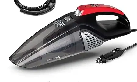 Eureka Forbes car Vac 100 Watts Powerful Suction Vacuum Cleaner with Washable HEPA Filter, 3 Accessories, Compact, Light Weight & Easy to use (Black and Red)